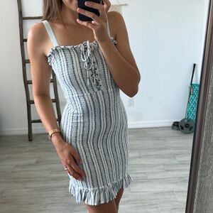 Sincerely Jules Blue and White Striped Mini Dress